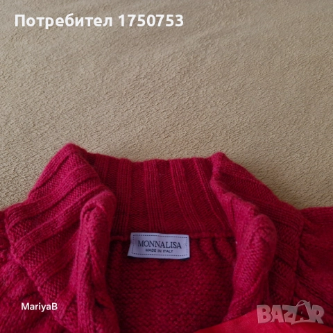 Италианско червено болеро с мерино, снимка 6 - Детски пуловери и жилетки - 52296742