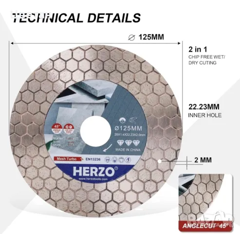Диск за рязане под ъгъл от 45 градуса /герунг, снимка 4 - Други инструменти - 49394496