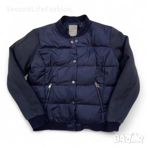 Дамско бомбър яке Napapijri с копчета, размер L, тъмносиньо с ватирани памучни ръкави