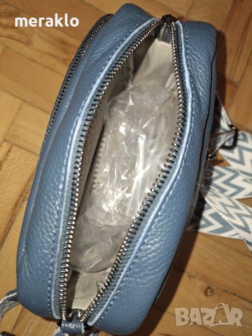 нова чанта, естествена кожа в син цвят , снимка 2 - Чанти - 42963936