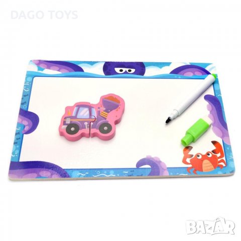 Дървен пъзел с дъска и маркер, снимка 8 - Образователни игри - 39795862