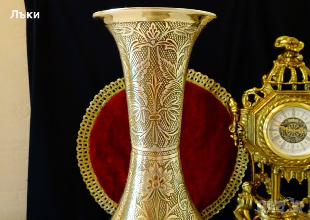 Бронзова ваза 36 см.,клетъчен емайл. , снимка 3 - Вази - 37654544