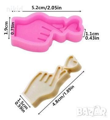 малка ръка държаща сърце силиконов молд форма фондан шоколад украса декор, снимка 2 - Форми - 44105256