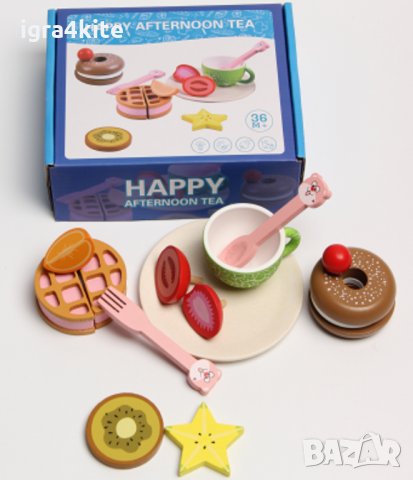 Дървена игра ' закуска ' от дърво и керамика / НОВО