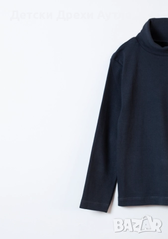 Тъмносиньо памучно поло с дълъг ръкав за момичета – ново, българско производство (104–128), снимка 3 - Детски Блузи и туники - 51966420