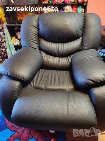 Голям масивен фотьойл от естествена кожа , снимка 1 - Дивани и мека мебел - 43056001