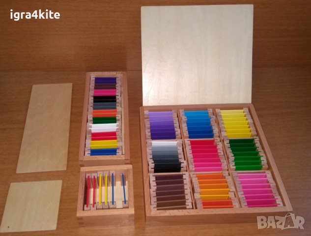 Монтесори цветни сензорни кутии 3бр. ПЪЛЕН КОМПЛЕКТ, снимка 4 - Образователни игри - 38857460