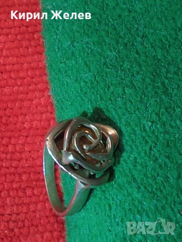 СРЕБЪРЕН РЕТРО АРТ ПРЪСТЕН РОЗА СРЕБРО 925 АЖУРНА РЪЧНА СТАРА ИЗРАБОТКА 40155, снимка 3 - Пръстени - 43226765