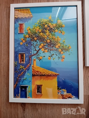 Средиземноморски пейзаж в рамка 21 / 30 см., снимка 2 - Декорация за дома - 53113517