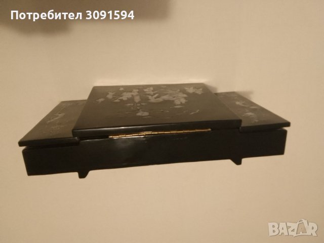  Стара Ръчно изработена кутия за бижута с инкрустиран седеф,  дължина: 32см. ширина: 18см. височина:, снимка 5 - Антикварни и старинни предмети - 43256694