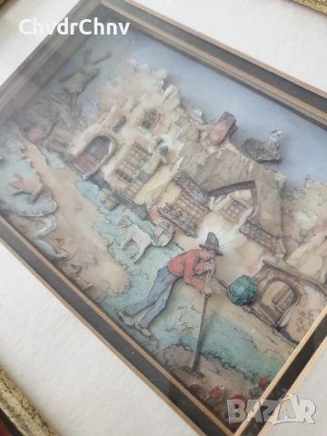 Anton Pieck 3D картина/2бр детски релефни картини/дървена рамка 30x24см, снимка 4 - Картини - 51054994