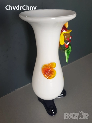 Murano 25см/стара италианска стъклена ваза-клоун от Мурано стъкло, снимка 6 - Вази - 52445965