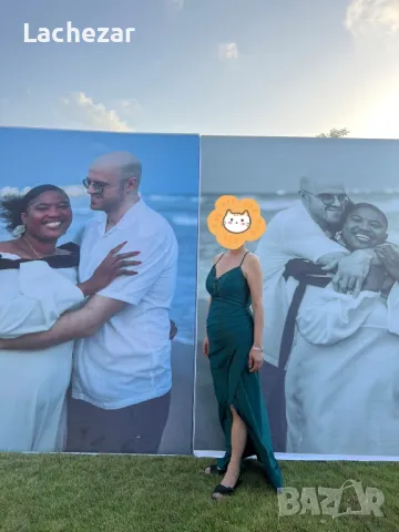 Дълга рокля от сатен, обувки и чанта , снимка 2 - Рокли - 50024588