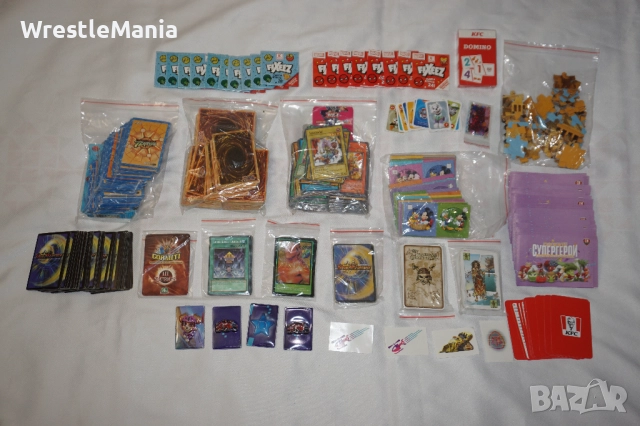 Лот от 1.4кг Различни Игри с Карти Yu-Gi-Oh/Duel Masters/Ninja Turtles/Fixeez/Свежите Супергерои