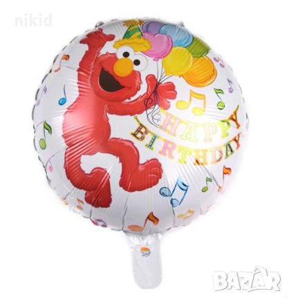 Happy Birthday Елмо Улица Сезам Бисквитено чудовище Muppet Cookie Monster кръгъл фолио фолиев балон 