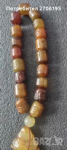 Антични нефритени резбовани нефритени молитвени мъниста Буда Тибет , снимка 4 - Антикварни и старинни предмети - 50347704