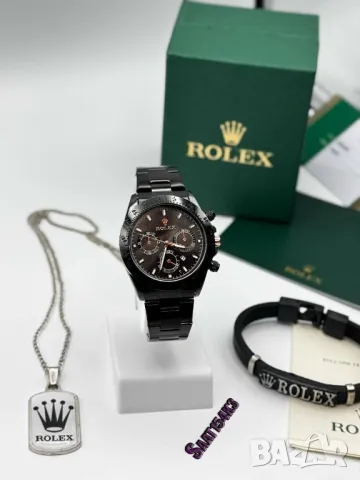 часовник, колие и гривна rolex в кутия, снимка 2 - Бижутерийни комплекти - 50406735