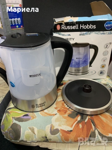Кана за вода Russell Hobbs Purity 22850-70, 2200W, 1л, филтър Brita, синя светлина, снимка 5 - Кани - 53188343