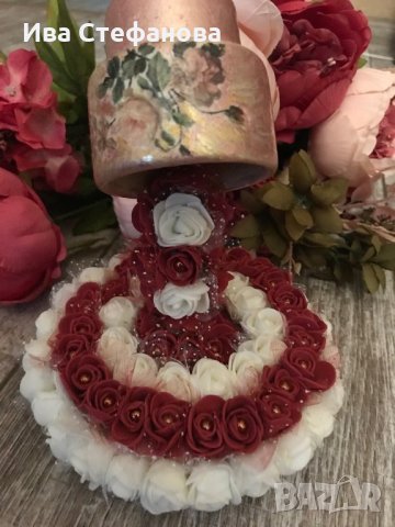 3D чаша от постояни рози подарък за влюбените Свети Валентин, снимка 13 - Декорация за дома - 27811616
