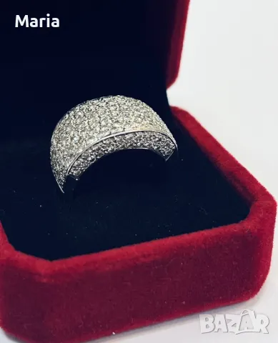 Дамски пръстен бяло злато и брилянти, снимка 5 - Пръстени - 49970848