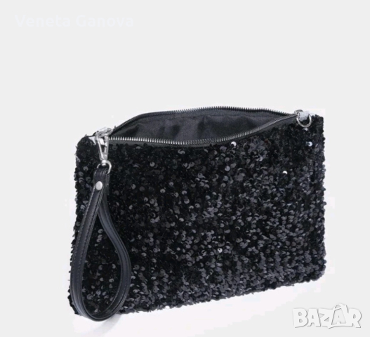 Сребърна или черна вечерна дамска чанта за рък, снимка 5 - Чанти - 44905720