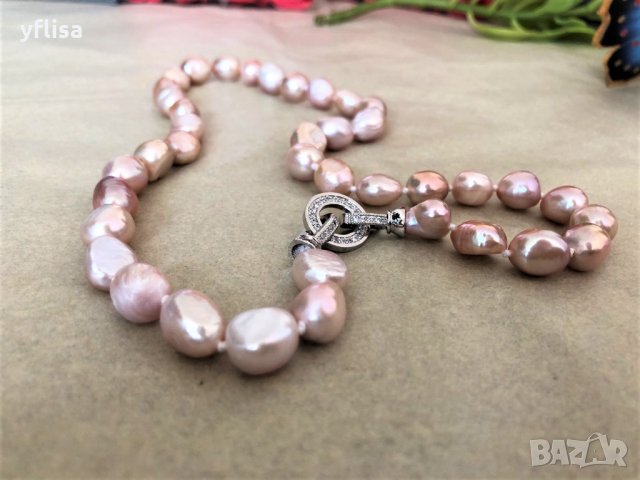 Розово колие от естествени ,барокови перли със сертификат, снимка 2 - Подаръци за юбилей - 28107116