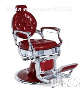 Бръснарски стол Kirk - червен/черен/кафяв, снимка 2 - Бръснарски столове - 28442932