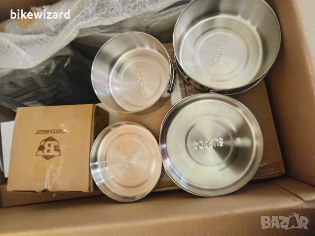 Bestargot Комплект тенджери и тигани за къмпинг неръждаема стомана НОВИ, снимка 6 - Къмпинг мебели - 51757346