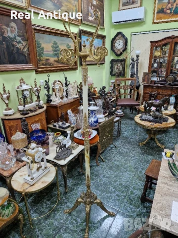 Уникална антикварна френска подова закачалка от бронз и оникс , снимка 2 - Закачалки - 50892805