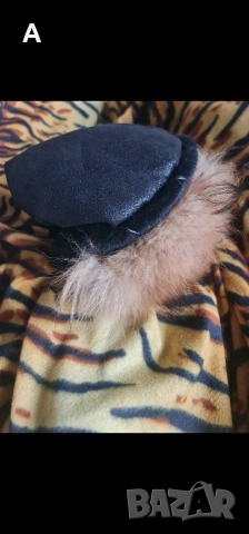 Луксозна дамска шапка с естествен пух , снимка 2 - Чанти - 52957681