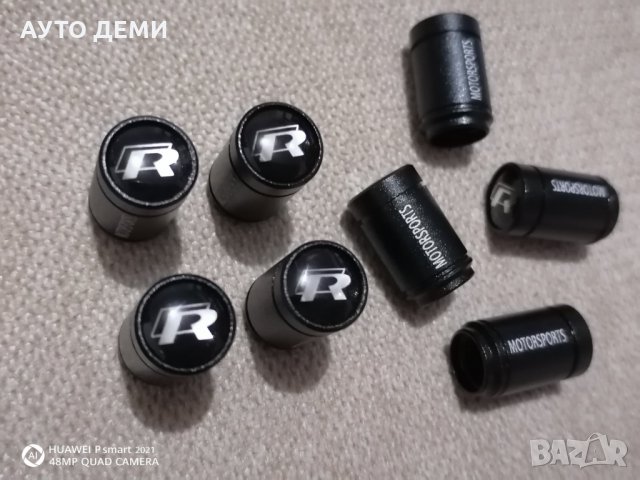 Качествени черни червени и хром капачки Motorsport за вентили винтили R line Volkswagen Фолксваген, снимка 7 - Аксесоари и консумативи - 32796834