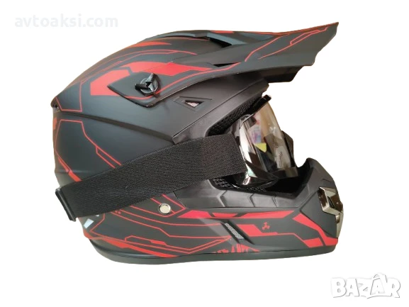 Каска Крос Мотор/Скутер/Бъги/Вело/АТВ с очила, снимка 7 - Аксесоари и консумативи - 50603205