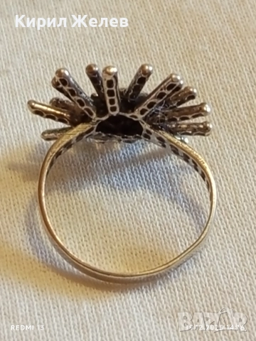 Красив сребърен фешън АРТ пръстен във формата на слънце ☀️ ретро стил 52306, снимка 6 - Пръстени - 52847619