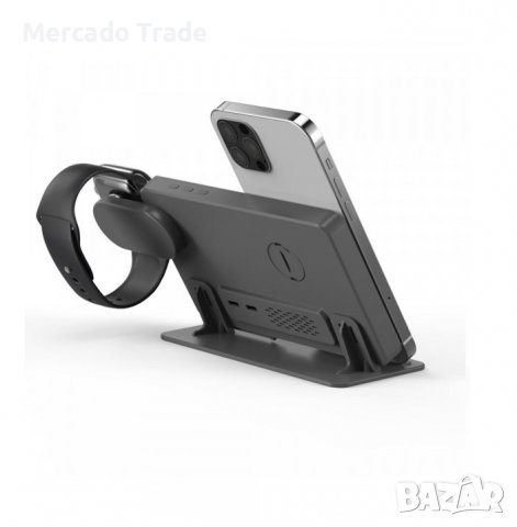 4 в 1 Зарядно Mercado Trade, Станция за зареждане, Часовник и температура, USB, Черен, снимка 3 - Безжични зарядни - 39503822