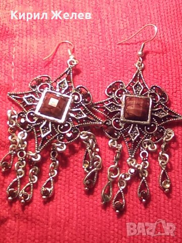 ПРЕКРАСНИ ПОСРЕБРЕНИ РЕТРО - ВИНТИДЖ БЕЛ ЕПОК СТИЛ СКЪПОЦЕННИ КРИСТАЛНИ ОБЕЦИ 14166, снимка 2 - Обеци - 36524967