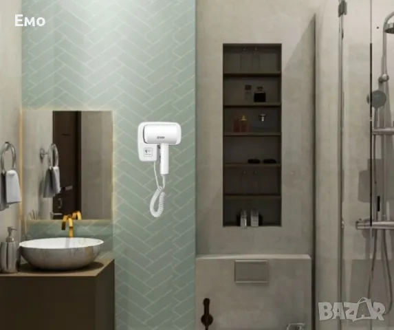 Сешоар, 1600W, стенен, 2 скорости, 1.8 м кабел, снимка 4 - Сешоари - 47766209