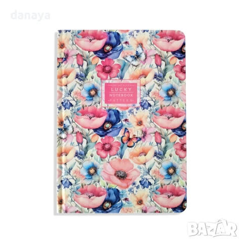 6009 Луксозна тетрадка с твърди корици на цветя, формат А5, 64 листа