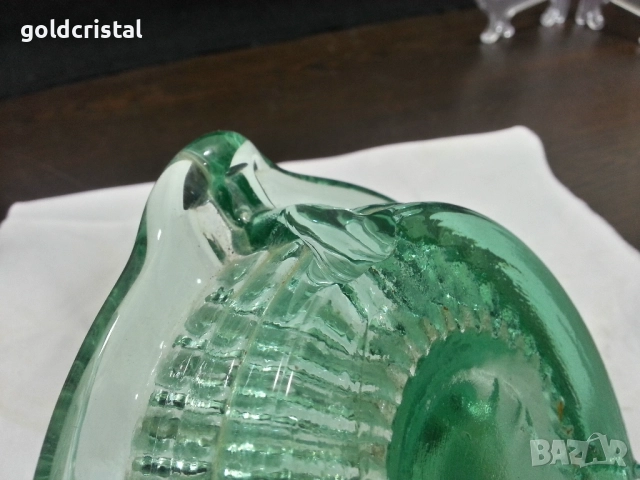 Стар стъклен пепелник ръчна изработка , снимка 5 - Антикварни и старинни предмети - 52267274