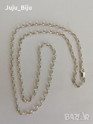 Нов сребърен синджир дължина 45см може да бъде направен с размер по Ваш избор, снимка 1 - Колиета, медальони, синджири - 28530957