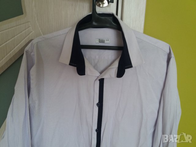Мъжка риза дълъг ръкав LUSI 41-42 памук, снимка 1 - Ризи - 33537371