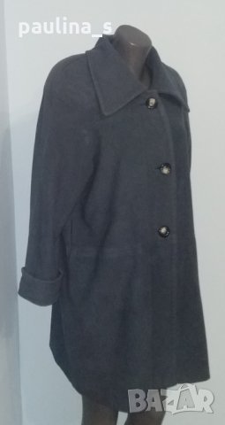 Луксозно вълнено палто в цвят Петрол "Three luster"® / голям размер , снимка 6 - Палта, манта - 26879606