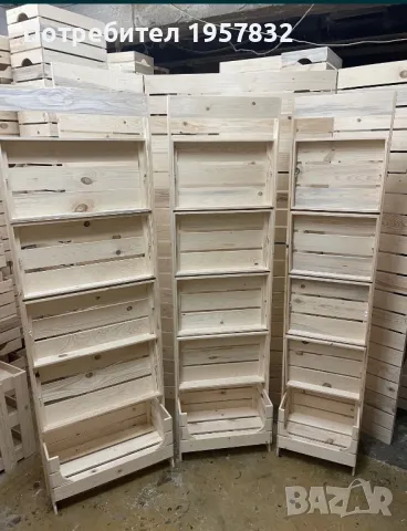 дървен стелаж с регулиращи се рафтове, снимка 3 - Оборудване за магазин - 49133011