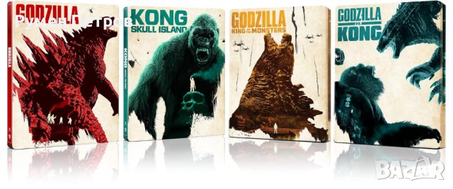 ГОДЗИЛА - GODZILLA - MONSTERVERSE : Нова 4К + блу рей - 8 диска стилбук колекция 2023, снимка 2 - Blu-Ray филми - 43199101