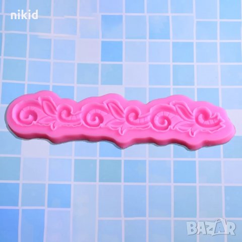 Завъртяни листа силиконов молд борд кант форма декорация торта фондан шоколад, снимка 5 - Форми - 35372972