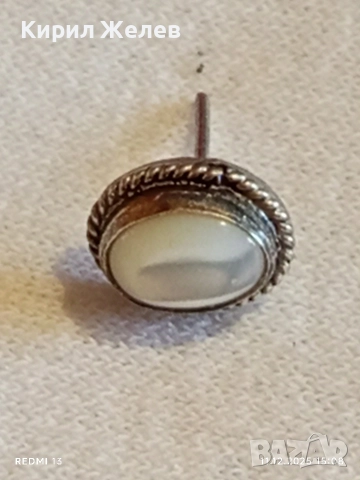 СТАРА СРЕБЪРНА АРТ ДЕКО ОБЕЦА с ШЛИФОВАН ЛУНЕН КАМЪК ВИНТИДЖ 39679, снимка 7 - Обеци - 52736402