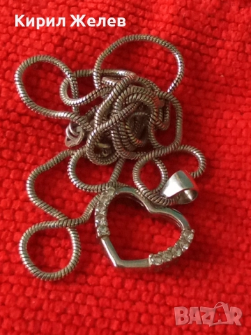 СКЪПОЦЕНЕН БЕЛ ЕПОК СТИЛ СРЕБЪРЕН ПЕНДАНТ СЪРЧИЦЕ РОДИРАНО СРЕБРО с ЦИРКОНИ и СРЕБЪРНА ВЕРИЖКА 49543, снимка 11 - Колиета, медальони, синджири - 50335161