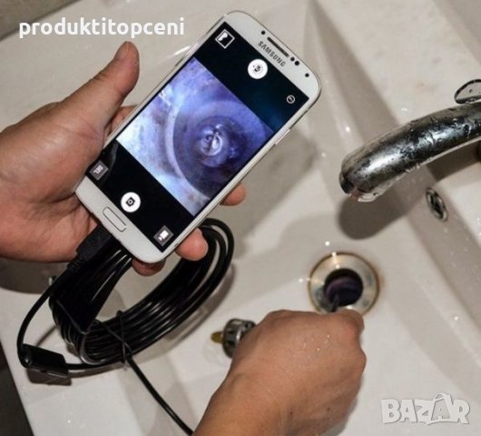 Ендоскоп камера за телефон или компютър, 5 метра кабел, 6 вградени LED светлини с опция за регулиран