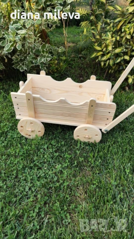 Дървена Каручка за градината!!, снимка 6 - Градински мебели, декорация  - 51132618