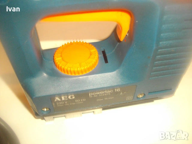НОВ AEG Powertac 16 Професионален оригинален ел. такер с регулация за скоби до 15 мм , снимка 7 - Други инструменти - 53404832