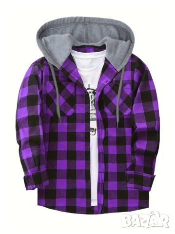 Карирана риза-горнище с качулка